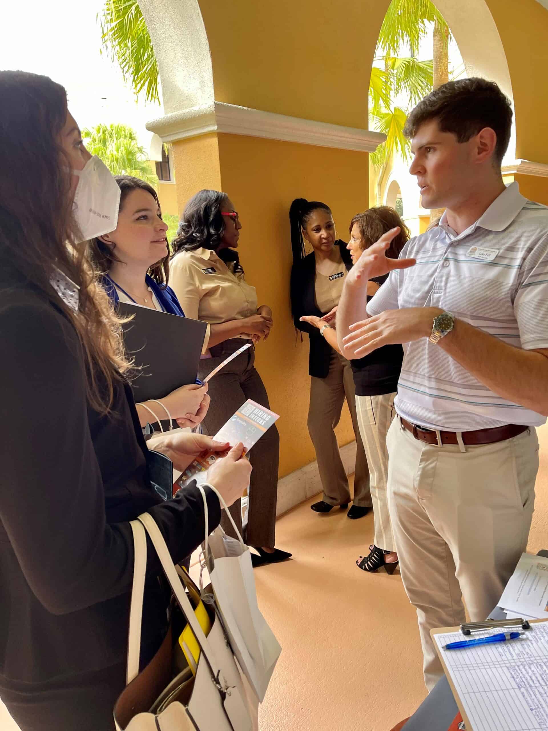 SHIP representative speaking to students at a hiring event